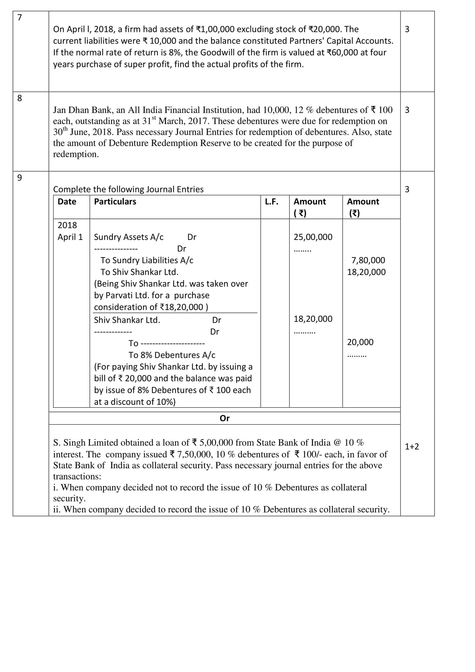 Accountancy Class Sample Paper Image To U