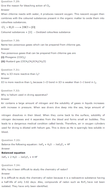 NCERT Solutions for Class 12 Chemistry Chapter 7 The p Block Elements