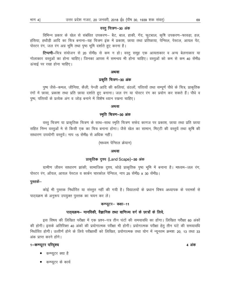 UP Board Syllabus For Class 11 2018-19 Uttar Pradesh Board Syllabus 2018 11 Arts, Science, Commerce PDF Download