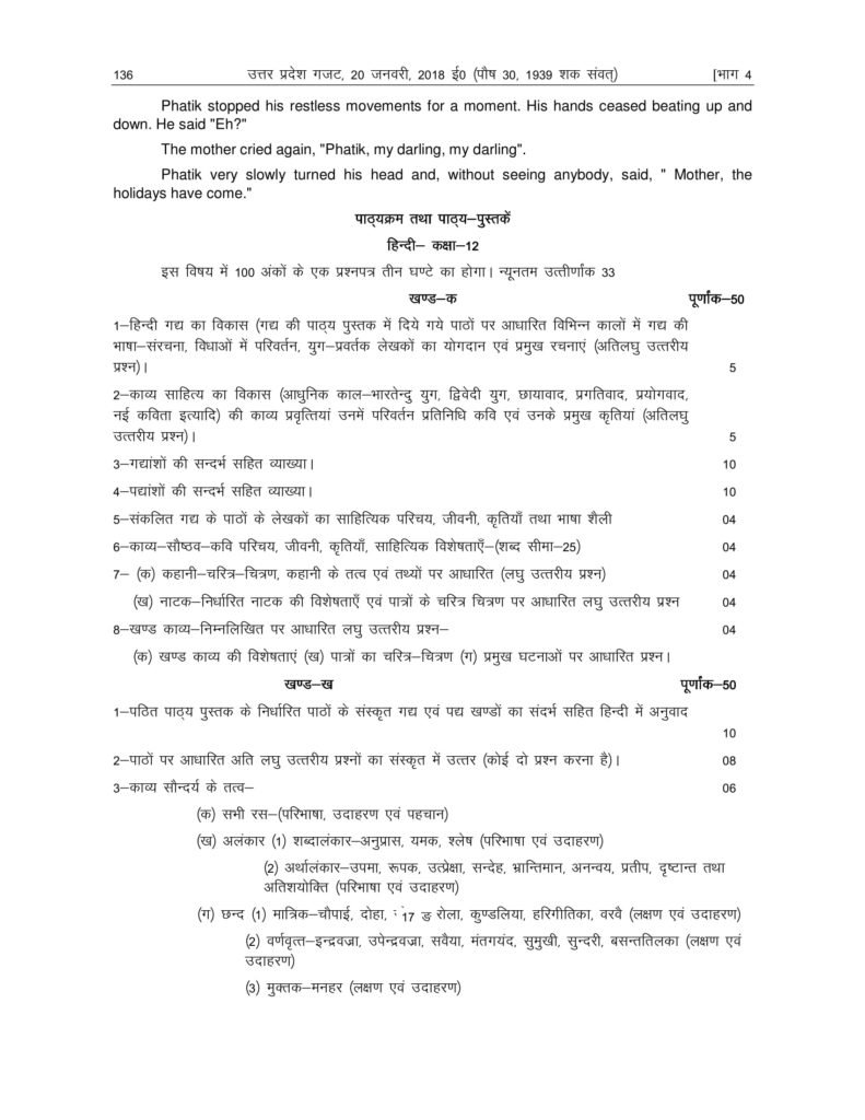 UP Board Syllabus For Class 12 2018-19 Uttar Pradesh Board Syllabus 2018 Intermediate Arts, Science, Commerce PDF Download