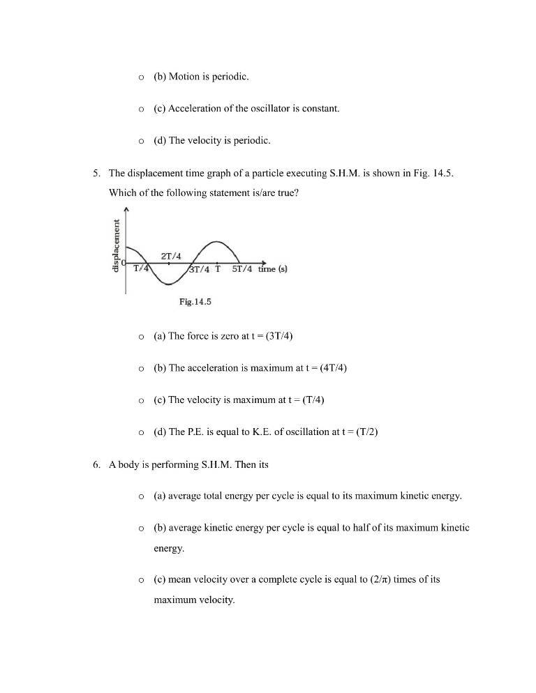 Important Questions For Class 11 Physics Ch 14 Oscillations