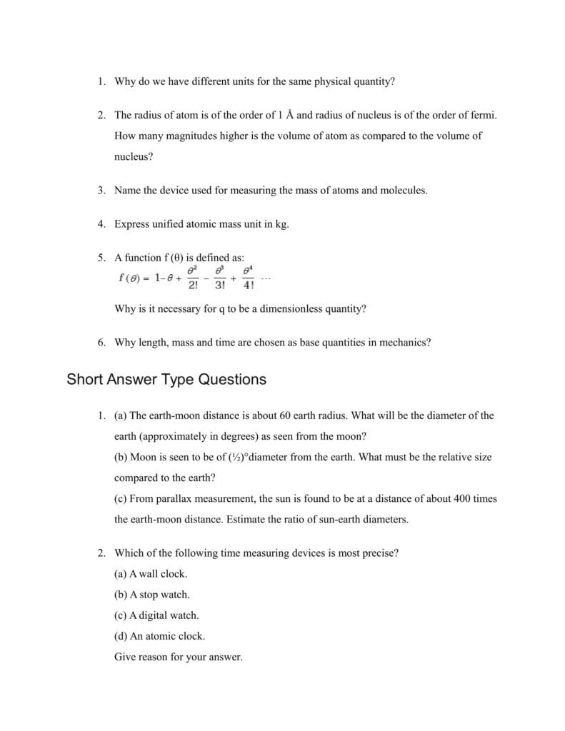 Important Questions For Class 11 Physics Chapter 1 Physical World