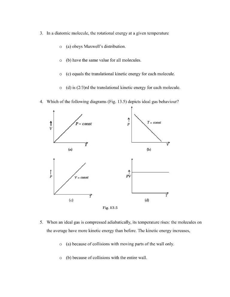 Important Questions For Class 11 Physics Chapter 13 Kinetic Theory