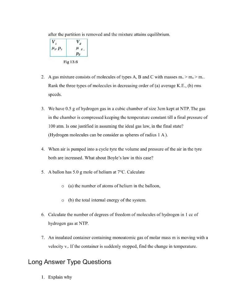 Important Questions For Class 11 Physics Chapter 13 Kinetic Theory