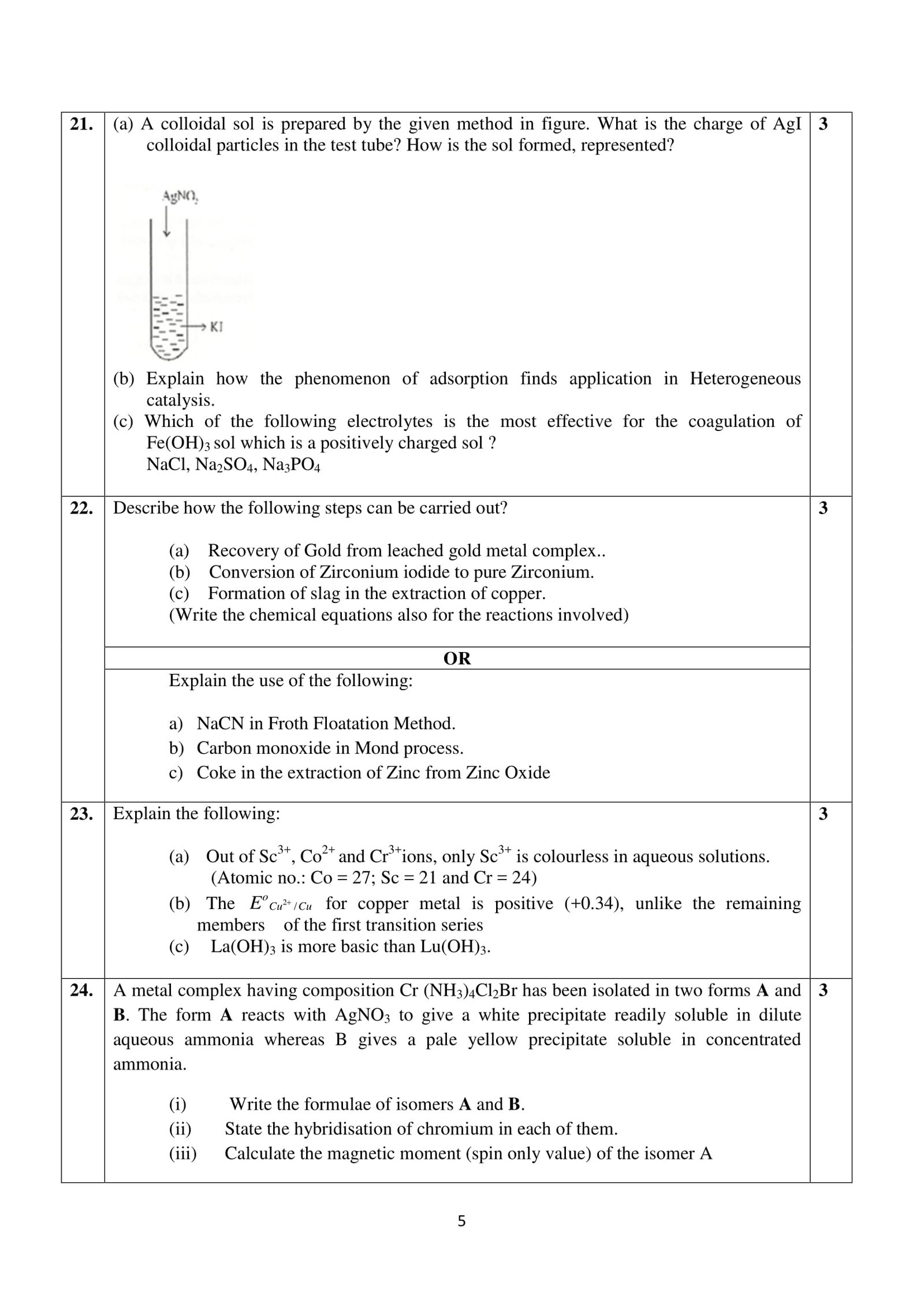 Chemistry Class 12 CBSE Solved Sample Papers