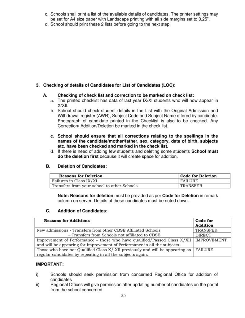 CBSE Board Registration for Class 10, 12 2019 - Online LOC