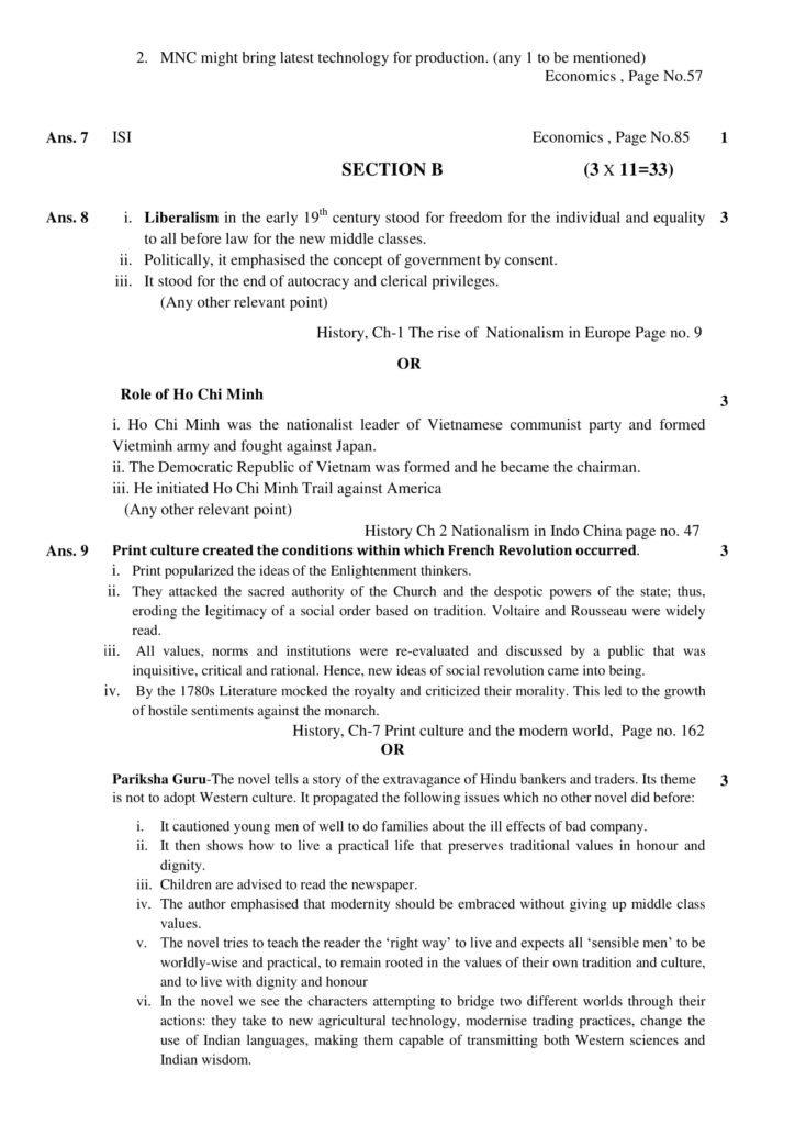 Social Science Class 10 CBSE Solved Papers with Answers History, Civics, Geography, Economics Marking Scheme in PDF 2019 - Official