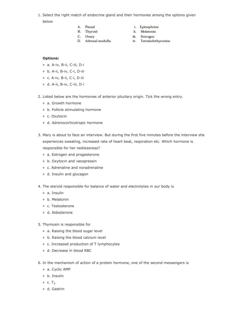 Important Questions For Class 11 Biology Chapter 22 Chemical Coordination and Integration