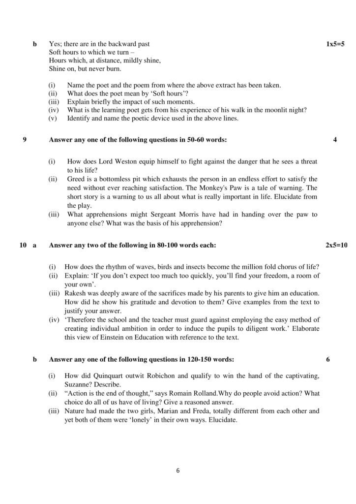 English Elective Class 12 Sample Question Paper PDF Download 2018-19