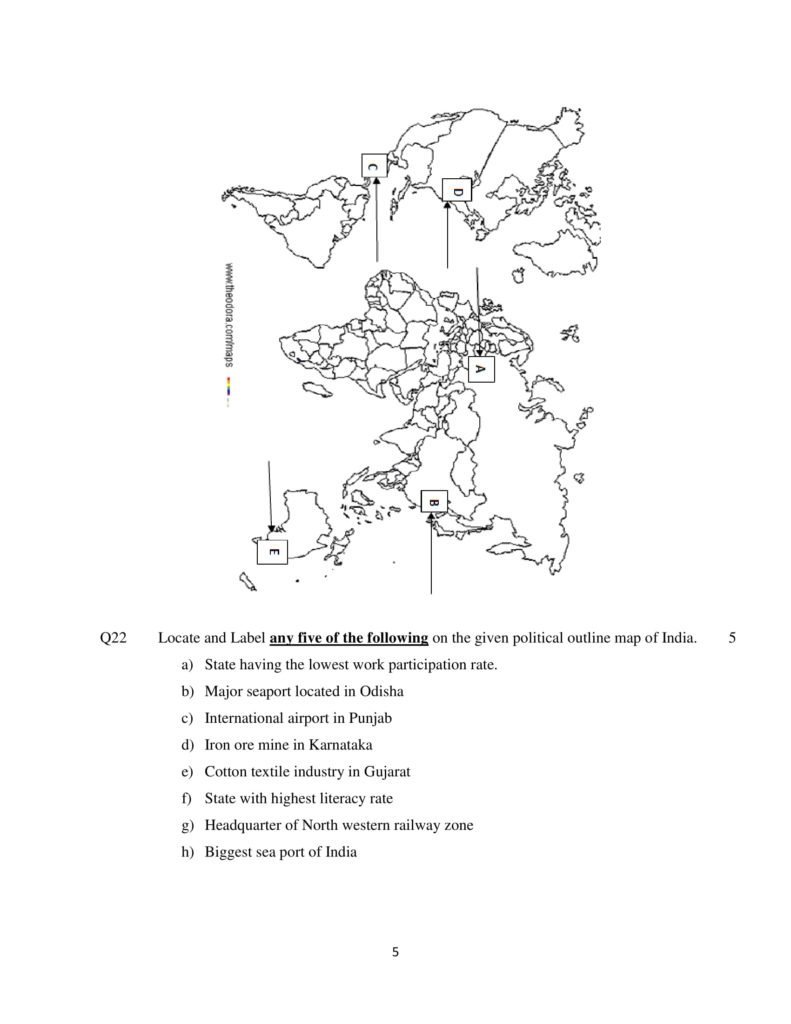 Geography Class 12 Sample Question Paper PDF Download 2018-19
