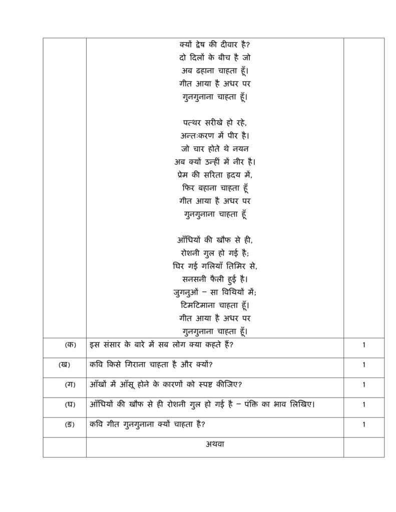 Hindi Elective Class 12 Sample Question Paper PDF Download 2018-19