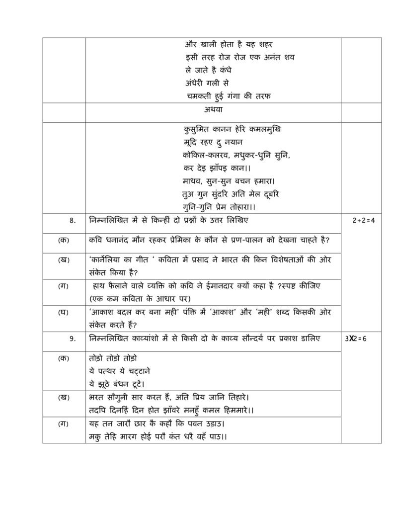 Hindi Elective Class 12 Sample Question Paper PDF Download 2018-19