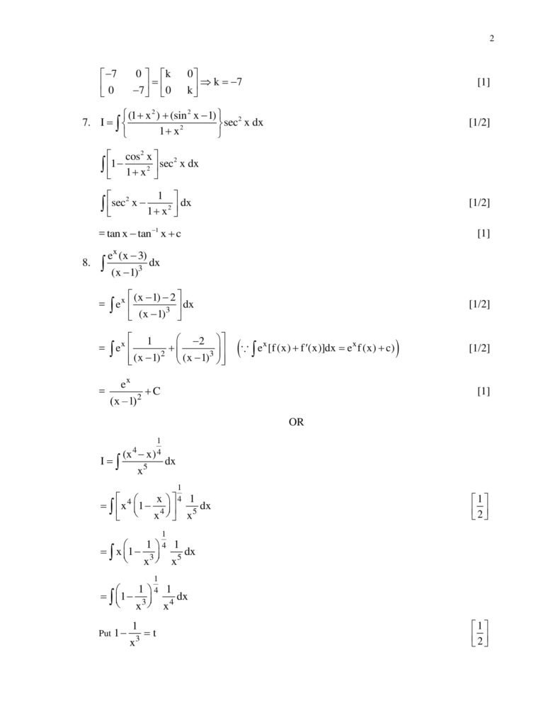 Maths Class 12 Marking Scheme, Solved Paper with answers PDF Download 2018-19