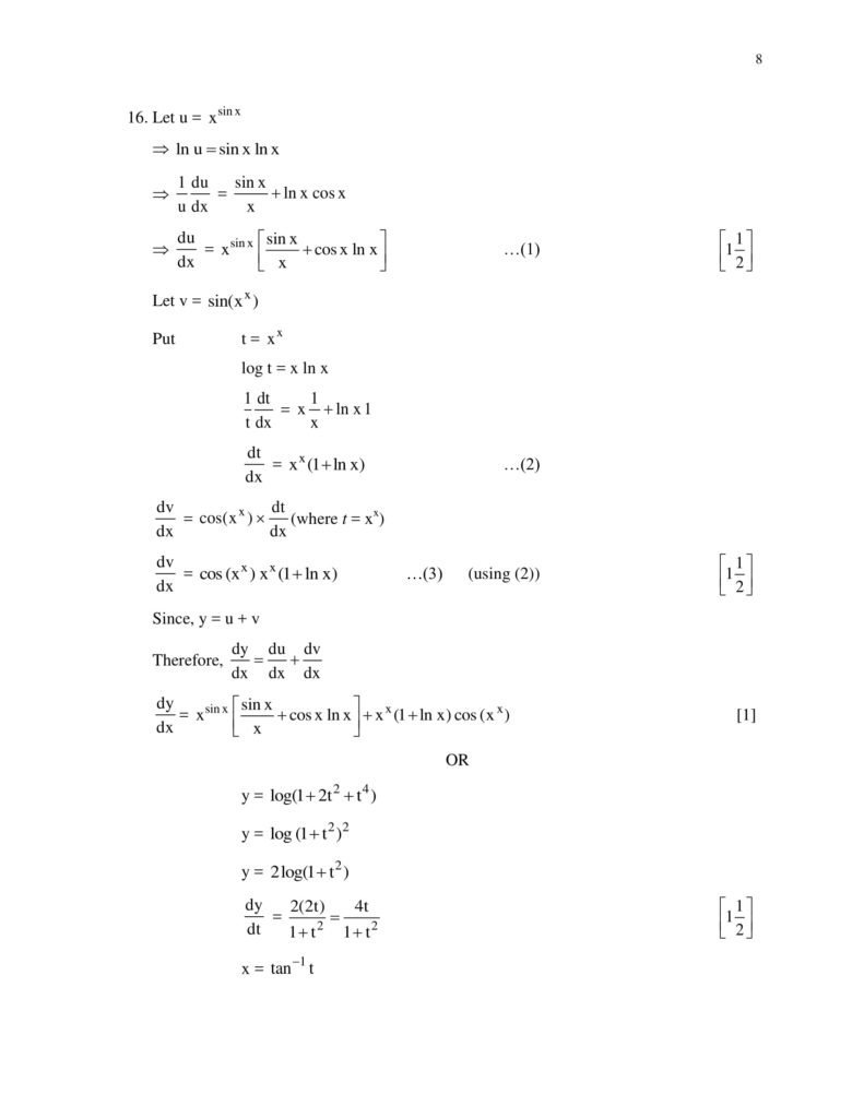 Maths Class 12 Marking Scheme, Solved Paper with answers PDF Download 2018-19