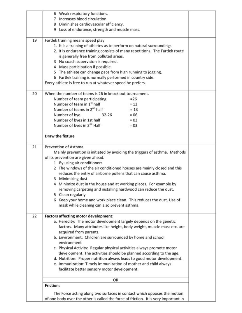 physical education latest sample paper class 12