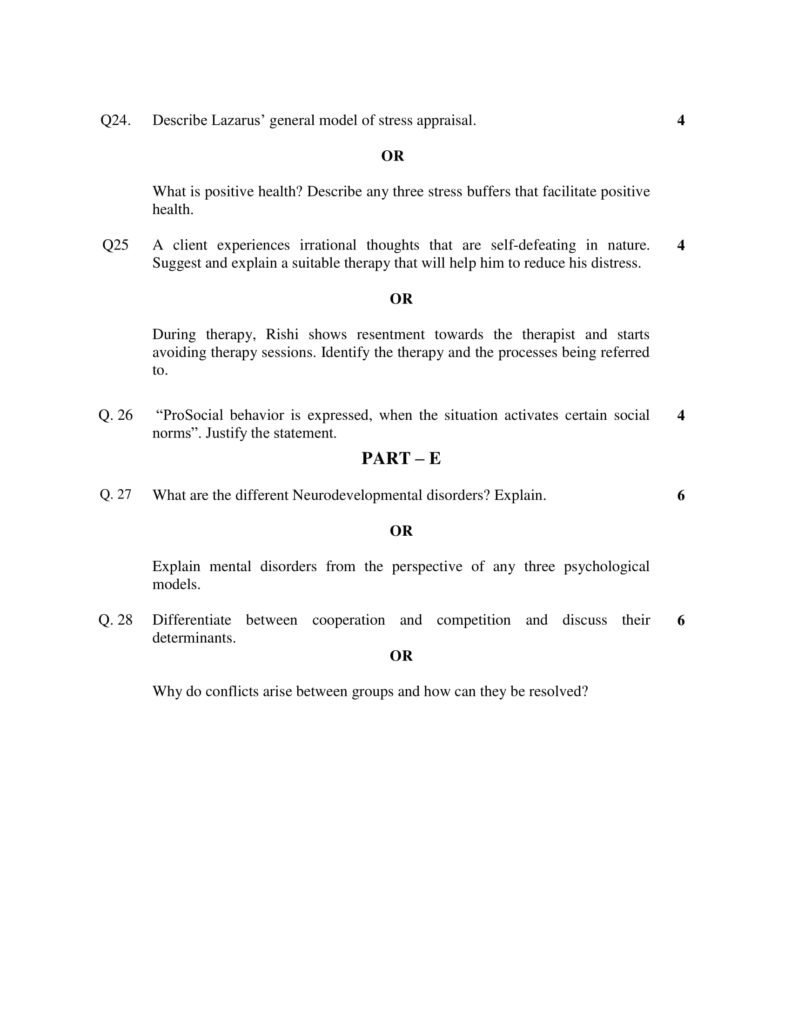 Psychology Class 12 Sample Question Paper PDF Download 2018-19