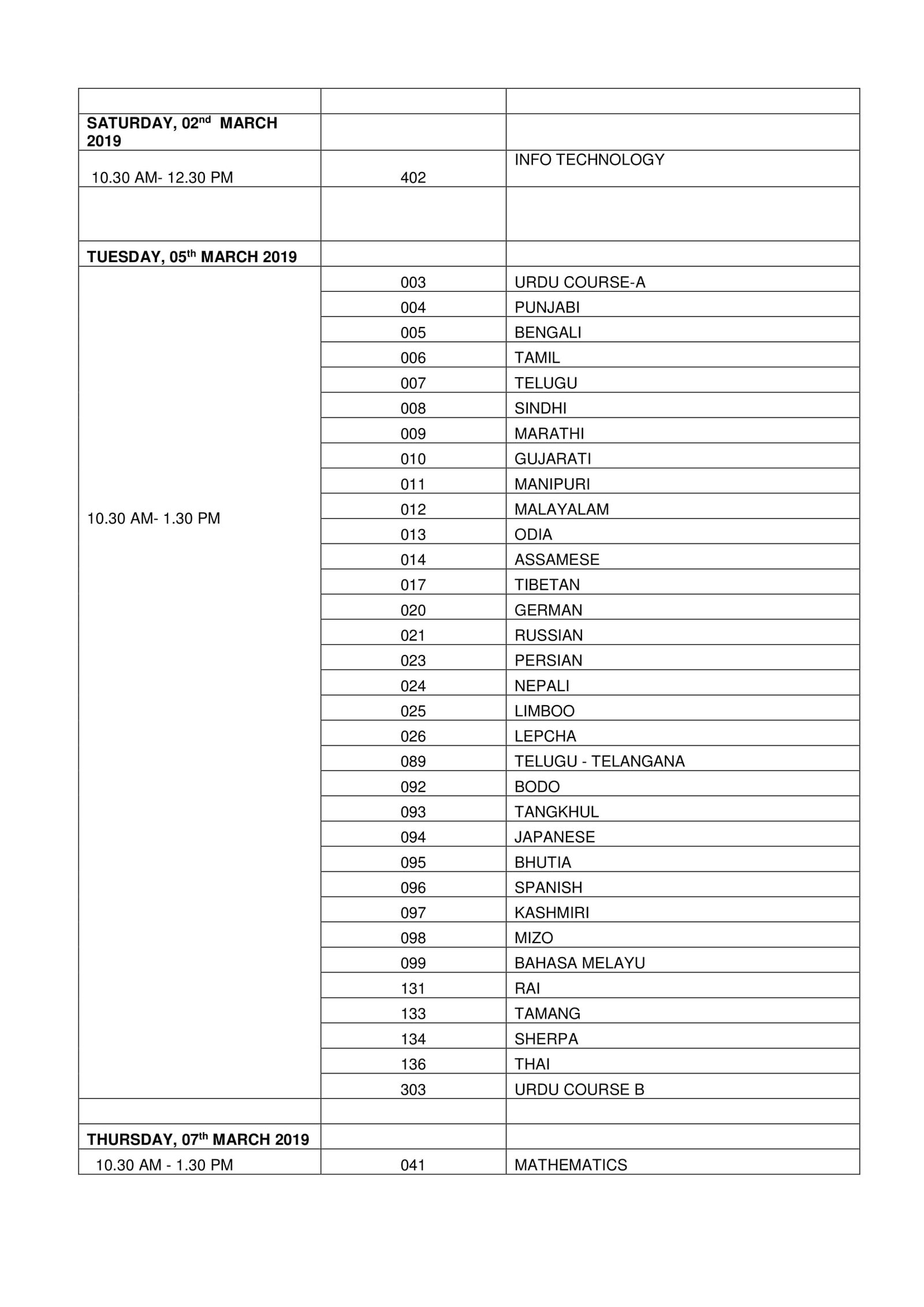 Cbse Class 10 Date Sheet For Board Exams 2019