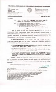 TS Intermediate Time Table 2019, Telangana IPE 1st , 2nd Year March