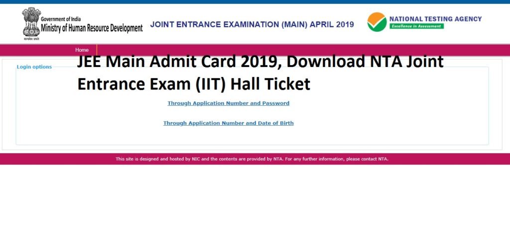 JEE Main Admit Card 2019, Download NTA Joint Entrance Exam (IIT) Hall Ticket