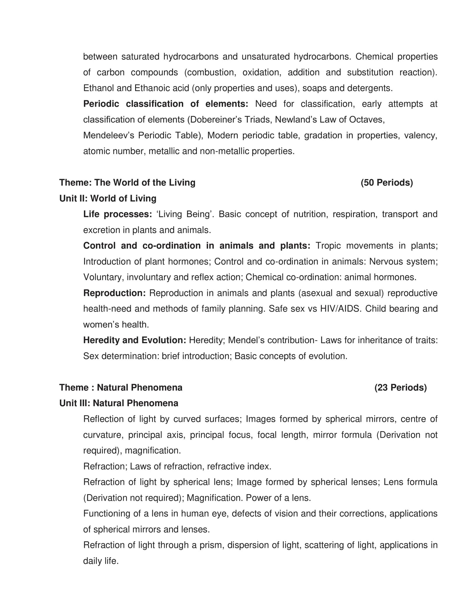 Science CBSE Syllabus Class 9 - 10 2019 - 2020