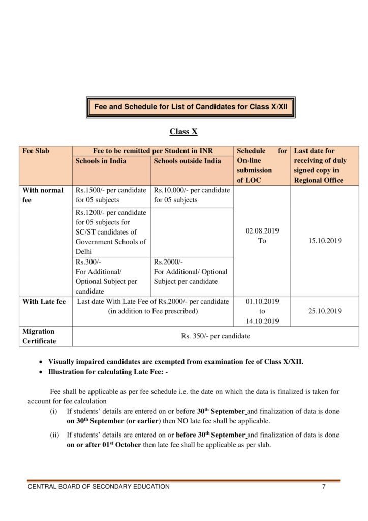 CBSE Board Registration for Class 10, 12 2020 - Online LOC X, XII