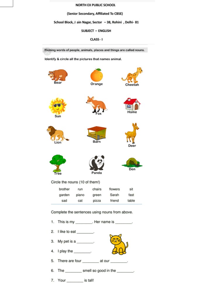 Cbse Grade 1 Worksheets Download CBSE Class 1 English Class Test Worksheet In PDF Most Words