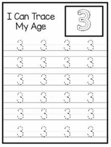 Number '3' Worksheet PDF Download Class Nursery (Pre-school)