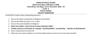 Summer Vacation Holiday Homework for Class 10