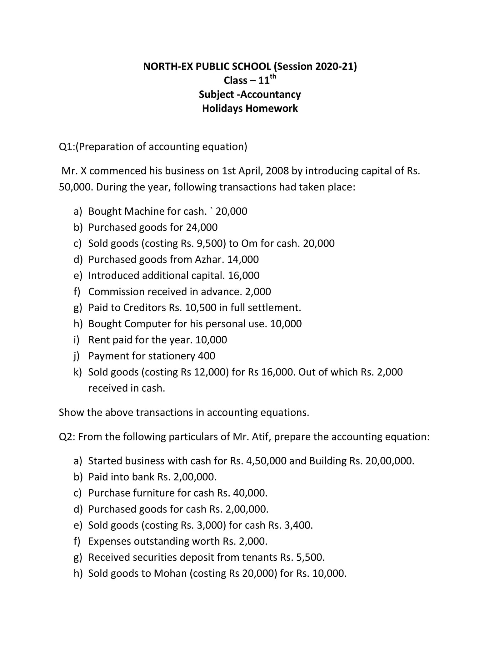 class 11 maths holiday homework