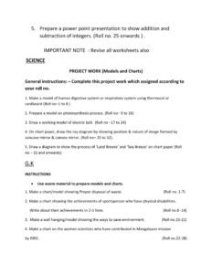 Summer Vacation Holiday Homework for Class 7