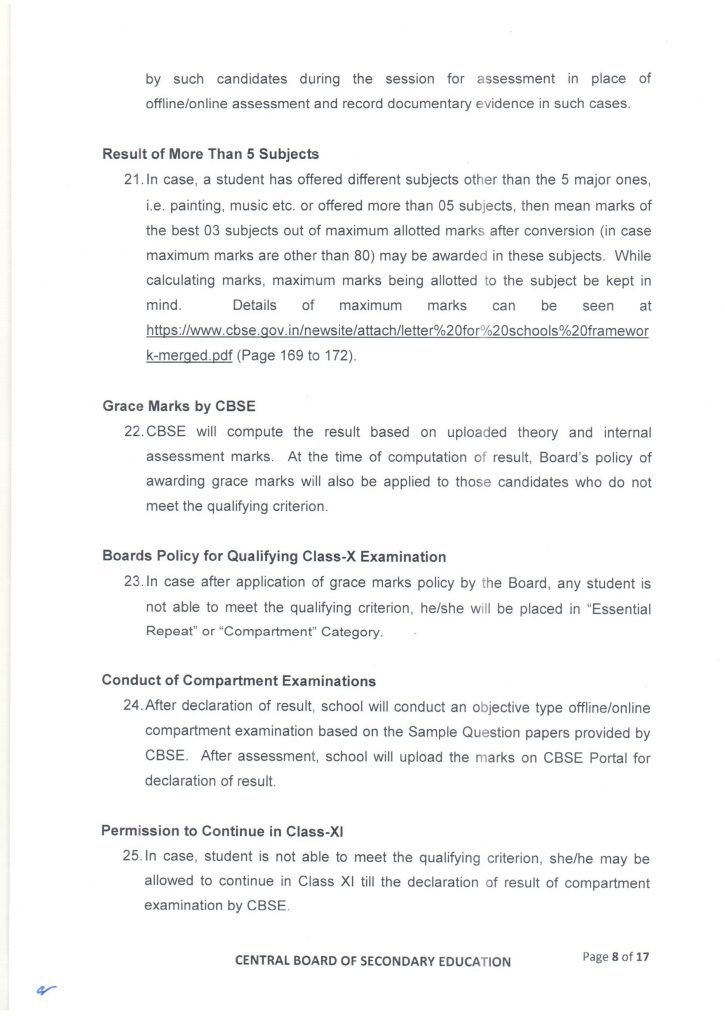 Policy For Tabulation Of Marks Class 10 Board Exams 2021 By Cbse 6579