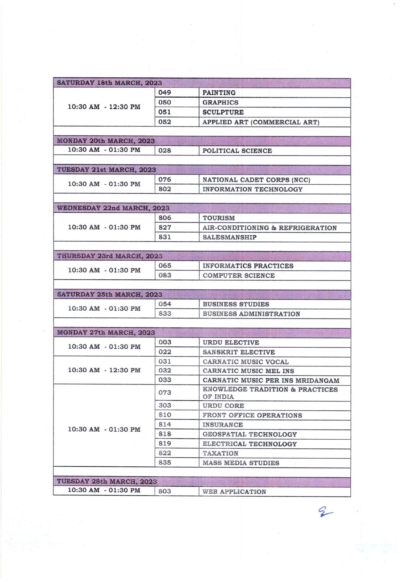 CBSE Class 12 DateSheet For Board Exams 2022 - 2023