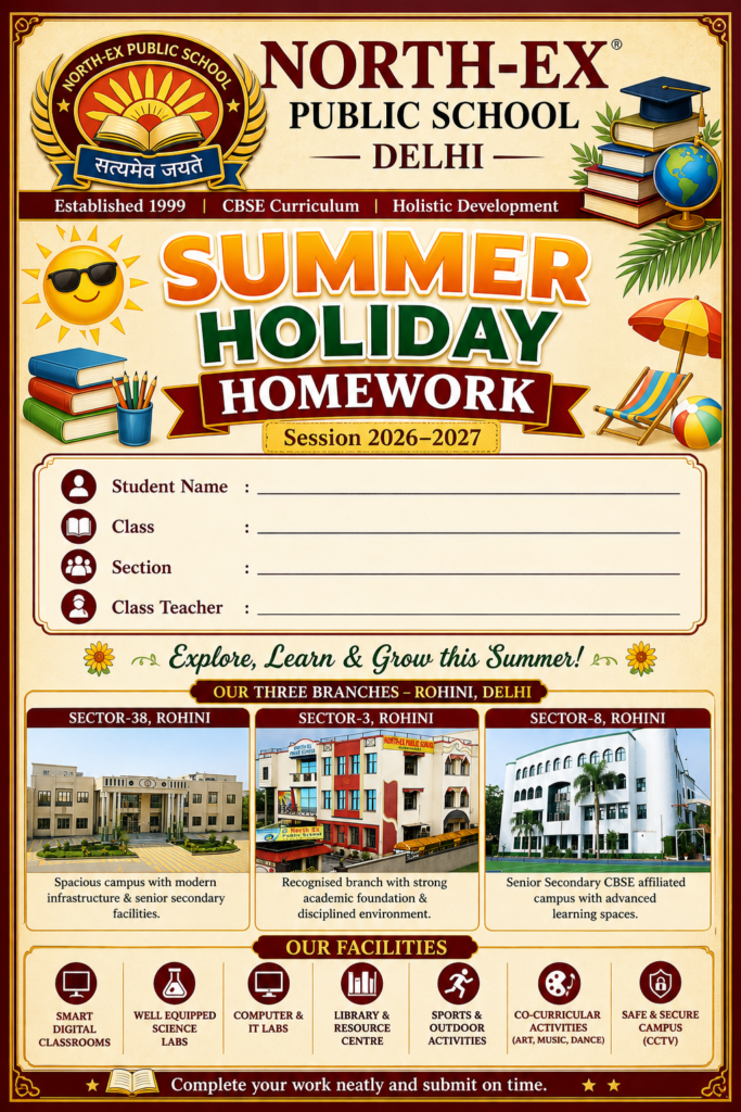 North Ex Public School Sec 3, Sec 8, Sec 38 Rohini Delhi , CBSE AFFILIATED SENIOR SECONDARY SCHOOL